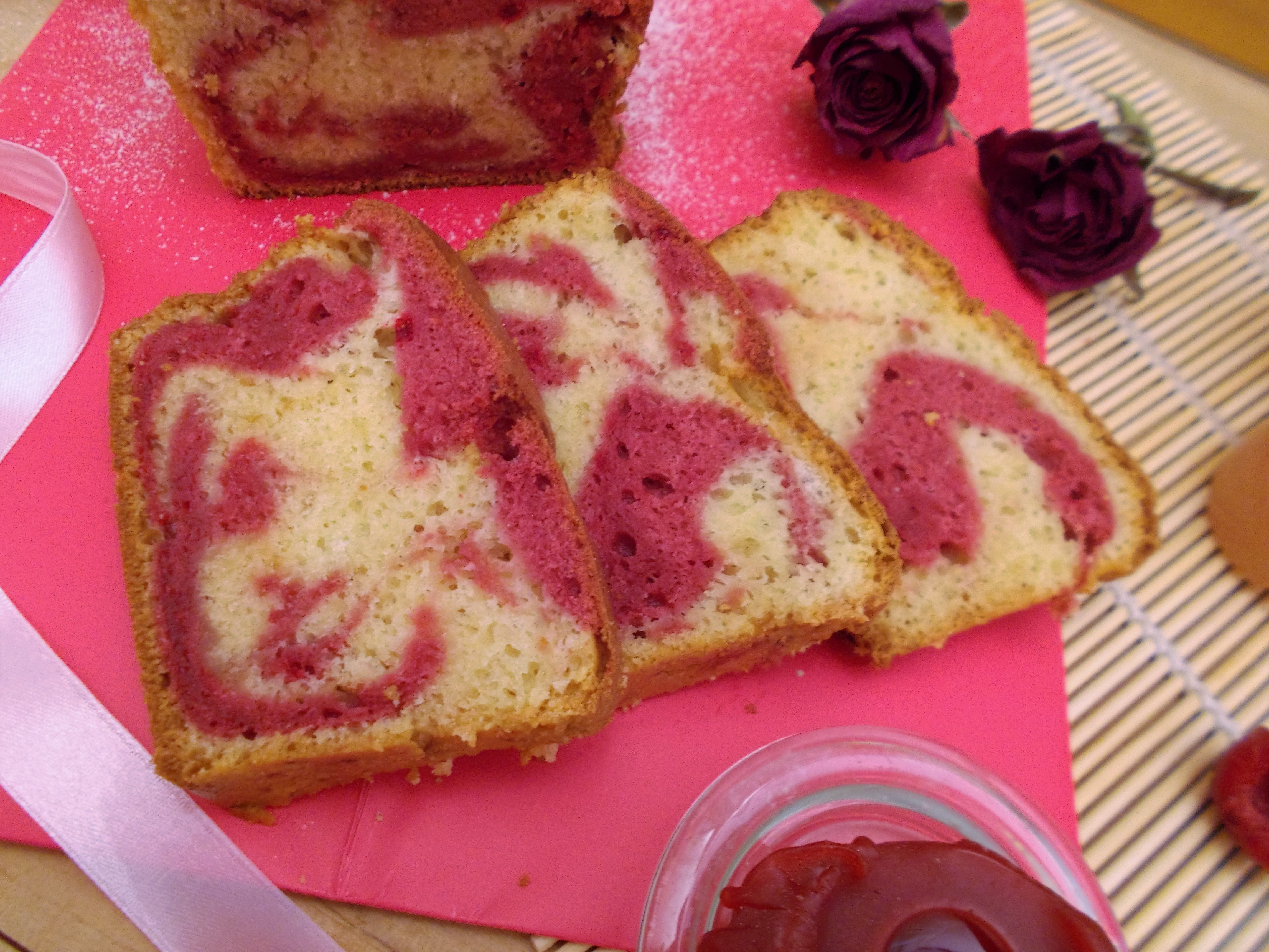 Cake marbré rose & framboise