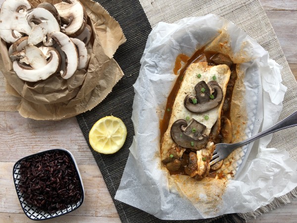 Papillote de plie aux champignons Papillote de plie aux champignons