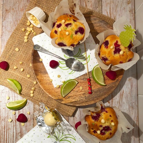 Muffin au chocolat blanc, framboise et citron vert Muffin au chocolat blanc, framboise et citron vert