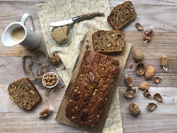 Banana bread caramel et noix Banana bread caramel et noix
