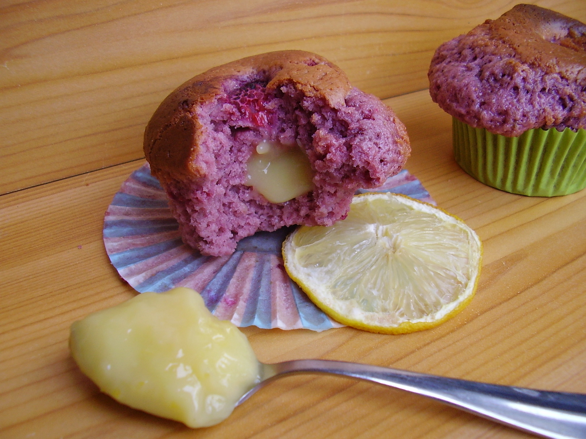 Muffin framboise au coeur de lemon curd