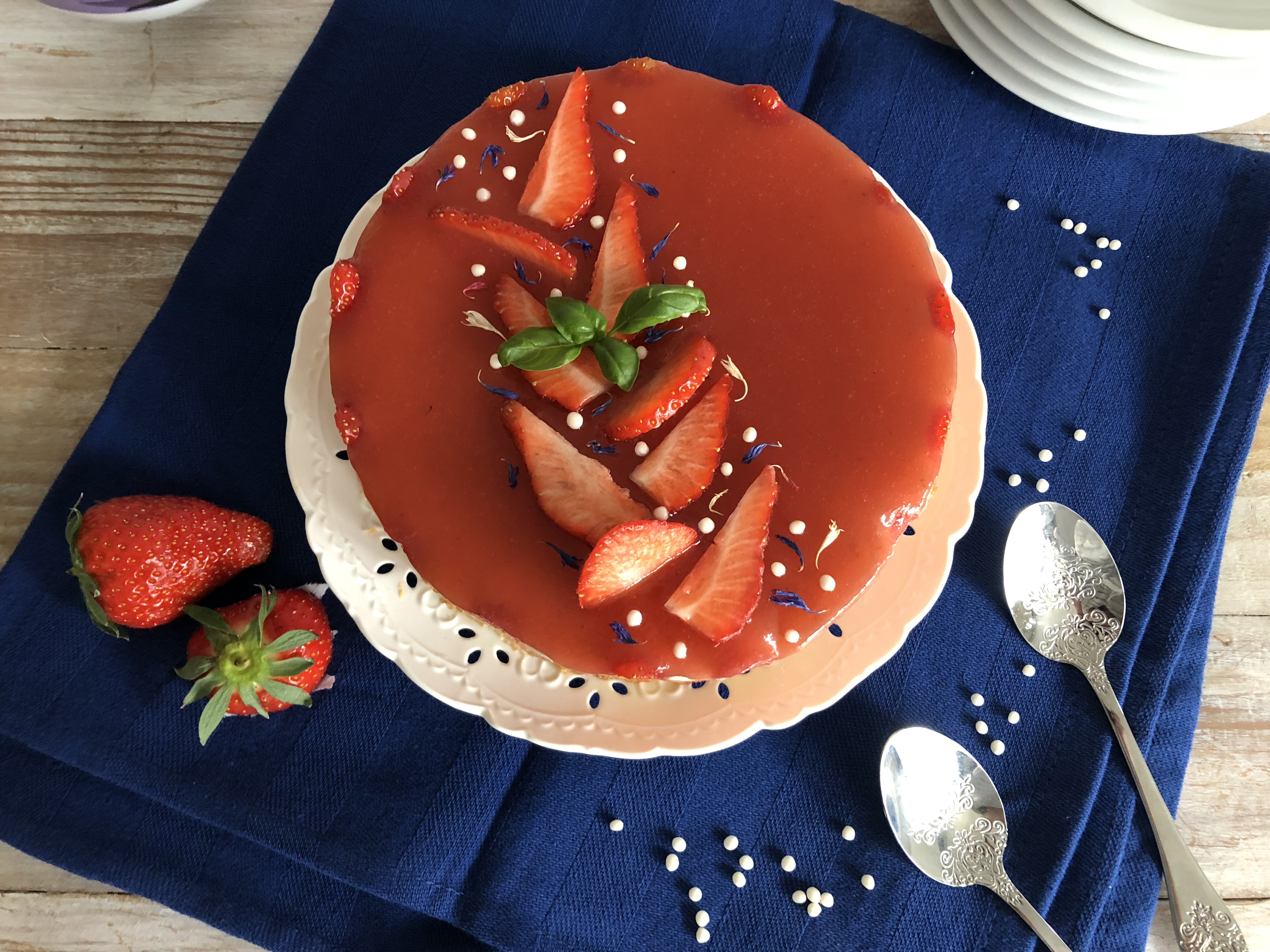 Cheesecake fraise & basilic