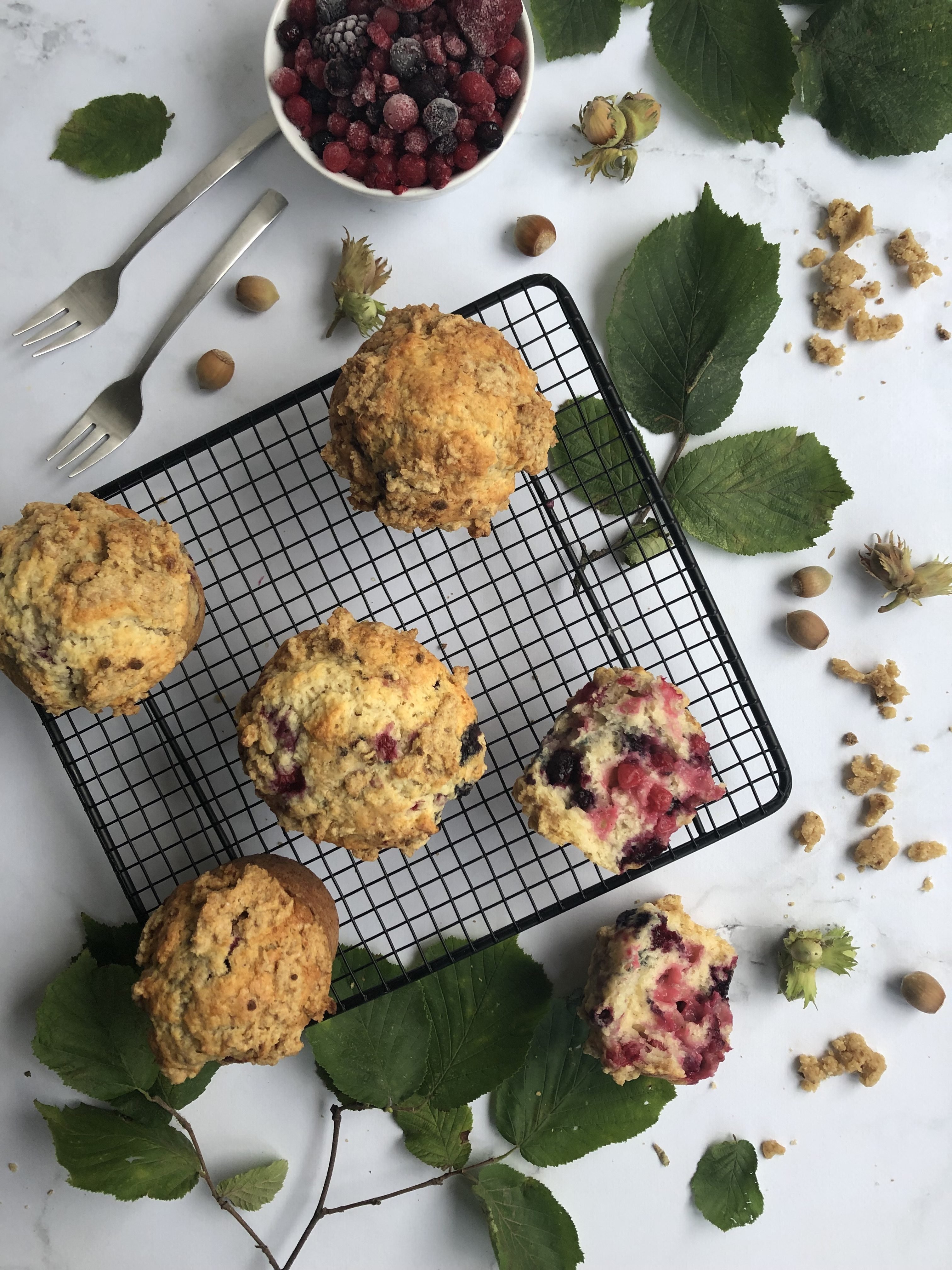Muffin fruits rouges & crumble noisette